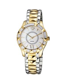 GV2 Женские двухцветные швейцарские кварцевые часы-браслет из нержавеющей стали с ионным покрытием, 38,5 мм, Венеция Gevril, золотой