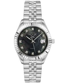 GV2 Женские часы Неаполь серебристого цвета из нержавеющей стали, швейцарские кварцевые часы-браслет, 34 мм Gevril