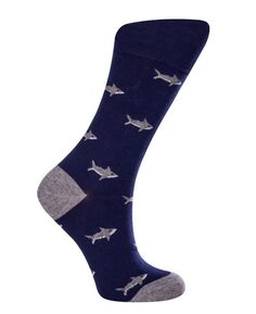 Женские хлопковые классические носки Shark с бесшовным мыском, 1 шт. Love Sock Company, темно-синий
