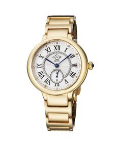Женские часы GV2 Rome с золотистым ионным покрытием, швейцарские кварцевые часы-браслет, 36 мм Gevril, золотой