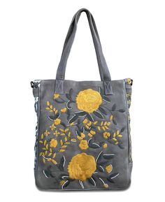 Женская большая сумка Flora Soul с ручной вышивкой OLD TREND, серый