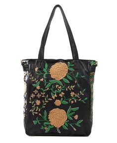 Женская большая сумка Flora Soul с ручной вышивкой OLD TREND, черный