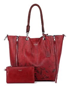 Женская большая сумка Barracuda с застежкой и застежкой, расписанной вручную OLD TREND, красный