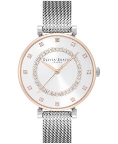 Женские часы с сетчатым браслетом из нержавеющей стали серебристого цвета с Т-образной планкой, 32 мм Olivia Burton