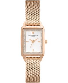 Женские кварцевые часы-браслет из нержавеющей стали цвета розового золота 25,5 x 20,5 мм Olivia Burton, золотой