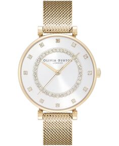 Женские часы с сетчатым браслетом из нержавеющей стали золотистого цвета с Т-образной планкой, 32 мм Olivia Burton, золотой