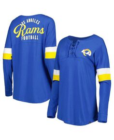Женская футболка Royal Los Angeles Rams Athletic Varsity со шнуровкой и длинными рукавами New Era