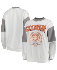 Женский серый свитшот-пуловер Clemson Tigers It&apos;s A Vibe Dolman Gameday Couture, серый