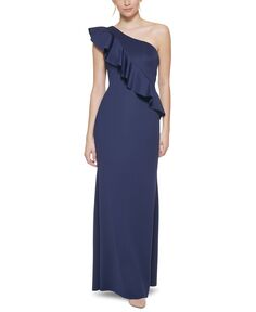 Платье на одно плечо с оборками Jessica Howard, темно-синий
