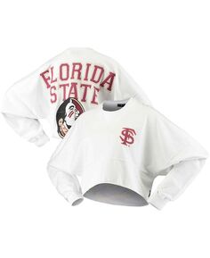 Женская белая укороченная футболка с длинными рукавами и необработанным подолом Florida State Seminoles Spirit Jersey, белый