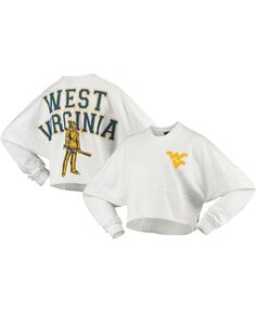 Женская белая укороченная футболка с длинным рукавом West Virginia Mountaineers с необработанным краем Spirit Jersey, белый