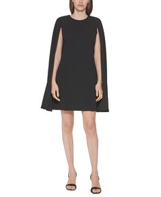 Платье-футляр с рукавами-накидкой Calvin Klein, черный