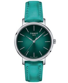 Женские швейцарские часы Everytime Green с ремешком из искусственной кожи, 34 мм Tissot, зеленый