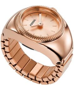 Женские часы-кольцо, двустрелочные часы-браслет из нержавеющей стали цвета розового золота, 15 мм Fossil, золотой