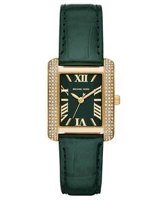 Женские часы Emery с тремя стрелками, зеленый ремешок из натуральной кожи, 33 мм Michael Kors, зеленый