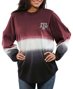 Женская темно-бордовая футболка Texas A M Aggies с омбре и длинным рукавом, окрашенная погружением Spirit Jersey