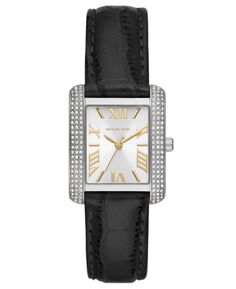 Женские часы Emery с тремя стрелками, черный ремешок из натуральной кожи, 33 мм Michael Kors, черный