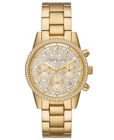 Женские часы Ritz Chronograph с золотистым браслетом из нержавеющей стали, 37 мм Michael Kors, золотой