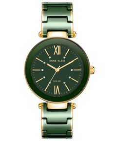 Женские кварцевые часы с тремя стрелками, керамический браслет зеленого и золотистого цвета, 33 мм Anne Klein