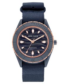 Женские кварцевые темно-синие часы Oceanwork с пластиковым браслетом и тремя стрелками, 38,5 мм Anne Klein