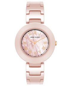 Женские кварцевые розовые керамические часы-браслет с тремя стрелками, 24,5 мм Anne Klein, розовый