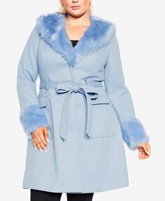 Модное пальто больших размеров Make Me Blush с завязкой на талии City Chic
