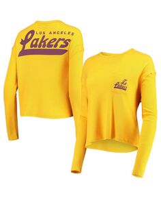 Женская термо-футболка с длинными рукавами и карманами золотого цвета Los Angeles Lakers Junk Food, золотой