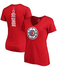 Женская футболка с логотипом Paul George Red LA Clippers Playmaker, номером и v-образным вырезом Fanatics, красный