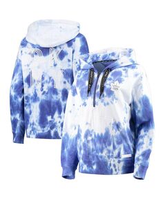 Женская сине-белая толстовка оверсайз с молнией до половины длины Toronto Maple Leafs Dakota Tie Dye DKNY