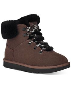Женские классические мини-альпийские ботинки на шнуровке UGG, темно-коричневый