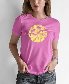 Женская футболка с надписью «Хэллоуин летучие мыши» LA Pop Art, розовый