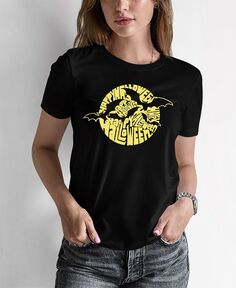 Женская футболка с надписью «Хэллоуин летучие мыши» LA Pop Art, черный