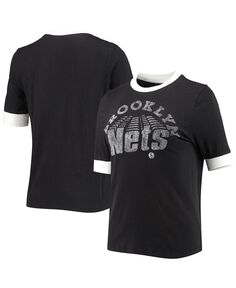 Черная женская футболка Brooklyn Nets Slim Ringer Junk Food, черный