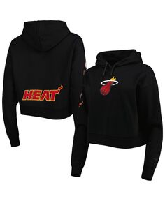 Женский черный укороченный флисовый пуловер с капюшоном Miami Heat Classic Pro Standard, черный