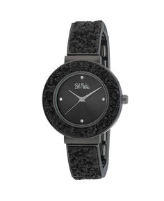 Унисекс Часы-браслет из черного металла с эластичными пайетками, 35 мм Bob Mackie, черный