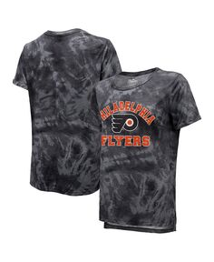 Черная женская футболка с нитками Philadelphia Flyers Boyfriend Tie-Dye Tri-Blend Majestic, черный