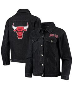 Женская черная джинсовая куртка на пуговицах с нашивкой Chicago Bulls The Wild Collective, черный