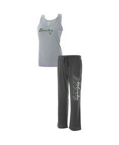 Женский комплект для сна с топом на бретельках и брюками размера плюс, серо-серый, темно-серый Milwaukee Bucks Concepts Sport