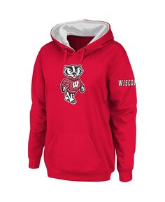 Женский пуловер с капюшоном и большим логотипом Cardinal Wisconsin Badgers Stadium Athletic