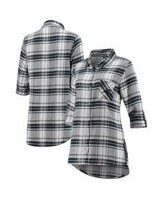 Женская темно-серая фланелевая ночная рубашка на пуговицах с длинным рукавом Carolina Panthers Accolade Concepts Sport