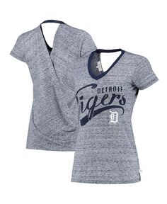 Женская темно-синяя футболка с v-образным вырезом и запахом на спине Detroit Tigers Hail Mary Touch, темно-синий