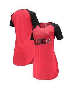 Женская красная, черная ночная рубашка Georgia Bulldogs реглан с v-образным вырезом Concepts Sport