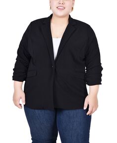 Плюс размер Креповый пиджак с рукавами 3/4 и рюшами NY Collection