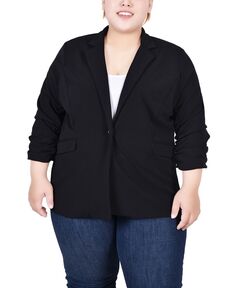 Плюс размер Креповый пиджак с рукавами 3/4 и рюшами NY Collection