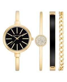 Женские золотистые часы-браслет из сплава, комплект из часов 32 мм и браслета Anne Klein