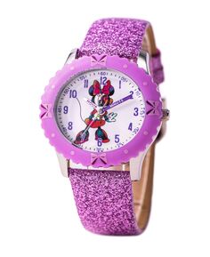 Часы Disney Minnie Mouse для девочек с фиолетовым кожаным ремешком, 32 мм ewatchfactory