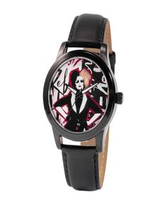 Женские часы Disney Cruella из сплава с черным кожаным ремешком, 38 мм ewatchfactory, черный
