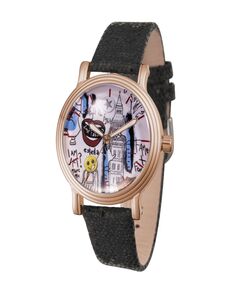 Женские часы Disney Cruella в винтажном стиле с черным кожаным ремешком, 38 мм ewatchfactory, черный