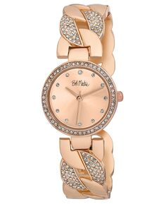 Часы-браслет из сплава цвета розового золота с переплетенными кристаллами унисекс, 26 мм Bob Mackie, золотой