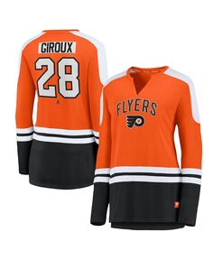 Женская оранжево-черная футболка Claude Giroux Philadelphia Flyers Power Player с длинным рукавом и вырезом под горло Fanatics